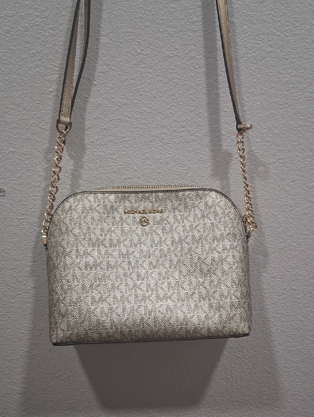 Michael Kors Metallic Gold Logo Dome Crossbody